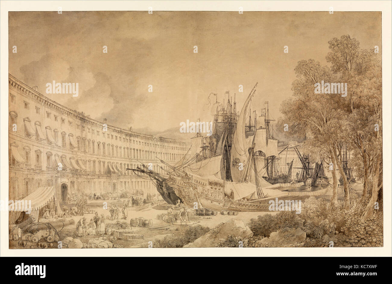 Zeichnungen und Druckgraphik, Zeichnung, Blick auf den Hafen von Messina, Künstler, Louis Francois Cassas, Französisch, Azay-le-Ferron 1756-1827 Versailles Stockfoto