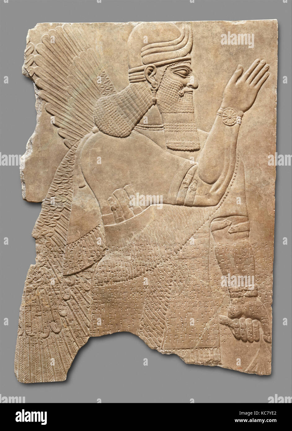 Relief panel, Neuassyrischen, Ca. 883 - 859 v. Chr., in Mesopotamien, Nimrud (antike Kalhu), Assyrische, Gips, Alabaster, 65 3/4 x 48 1/2 Stockfoto