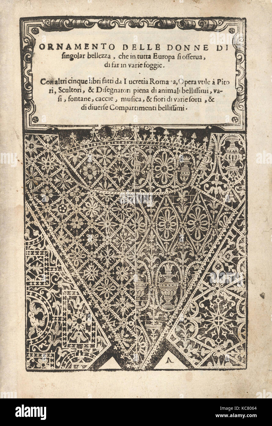 Zeichnungen und Drucke, Bücher druckt Ornament & Architektur, Ornamento Nobile... Fatta da Lucretia Romana (Libro V des Corona Stockfoto