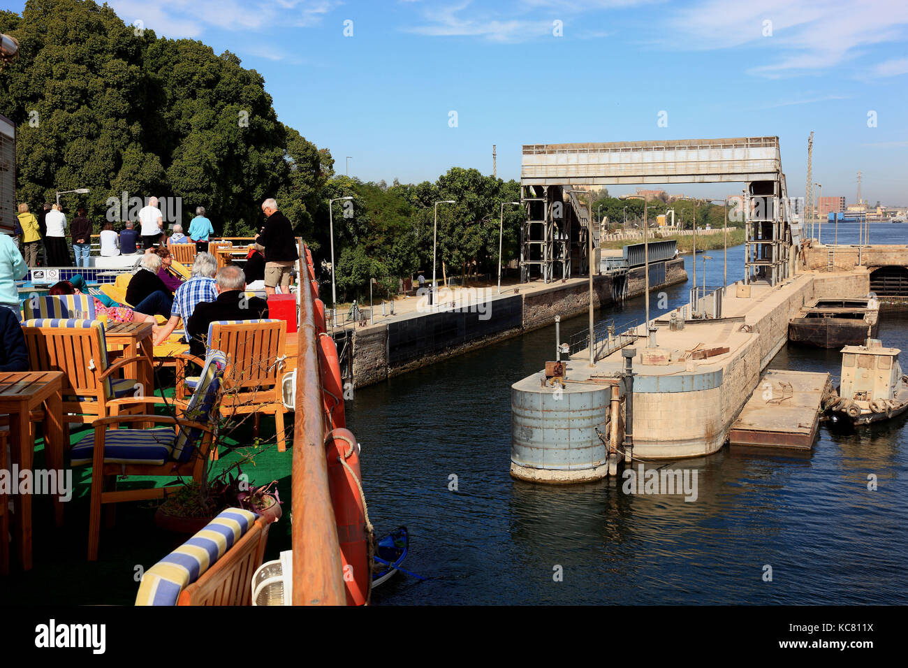 Teil der Lock System, Schiff Schloss in Luxor am Nil, Ägypten, Afrika Stockfoto