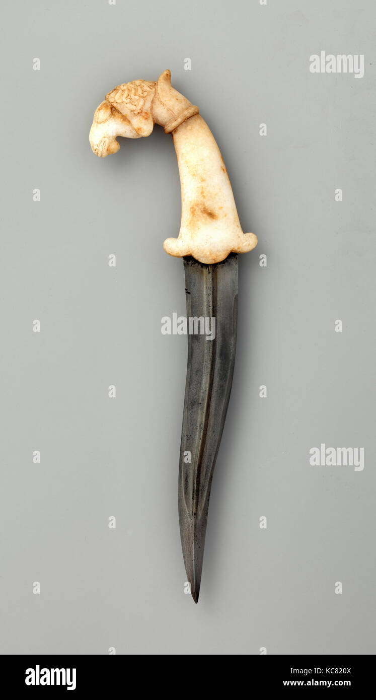 Dolch (khanjar), 17. - 18. Jahrhundert, Indische, Stein (Marmor), Stahl, L. 13 3/8 in. (34 cm); L. von Blade 8 1/16-in. (22. Stockfoto