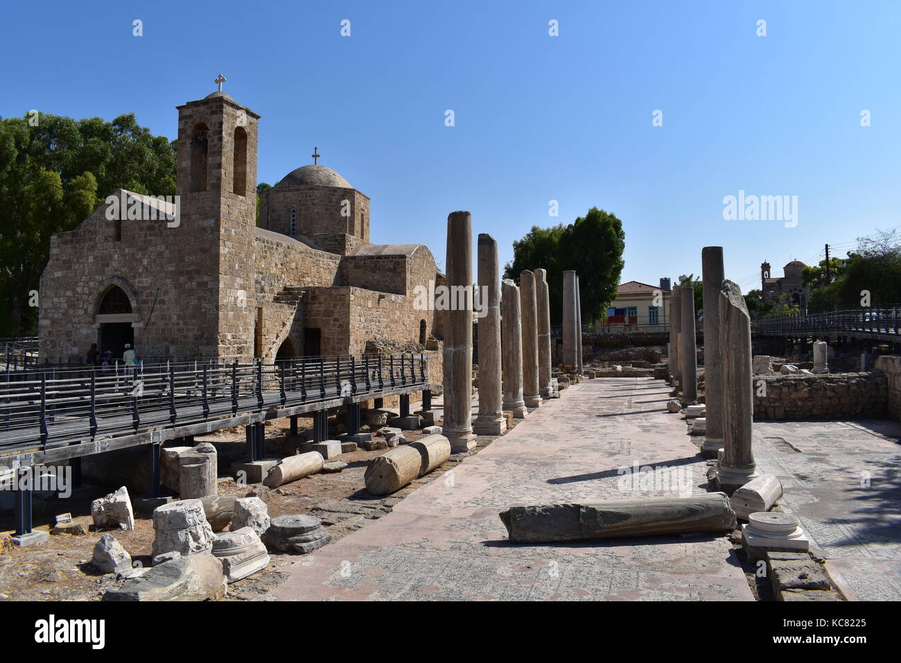 Frühchristliche Basilika von panagia chrysopolitissa und die Agia Kyriaki Kirche in Kato Pafos, Zypern. Stockfoto