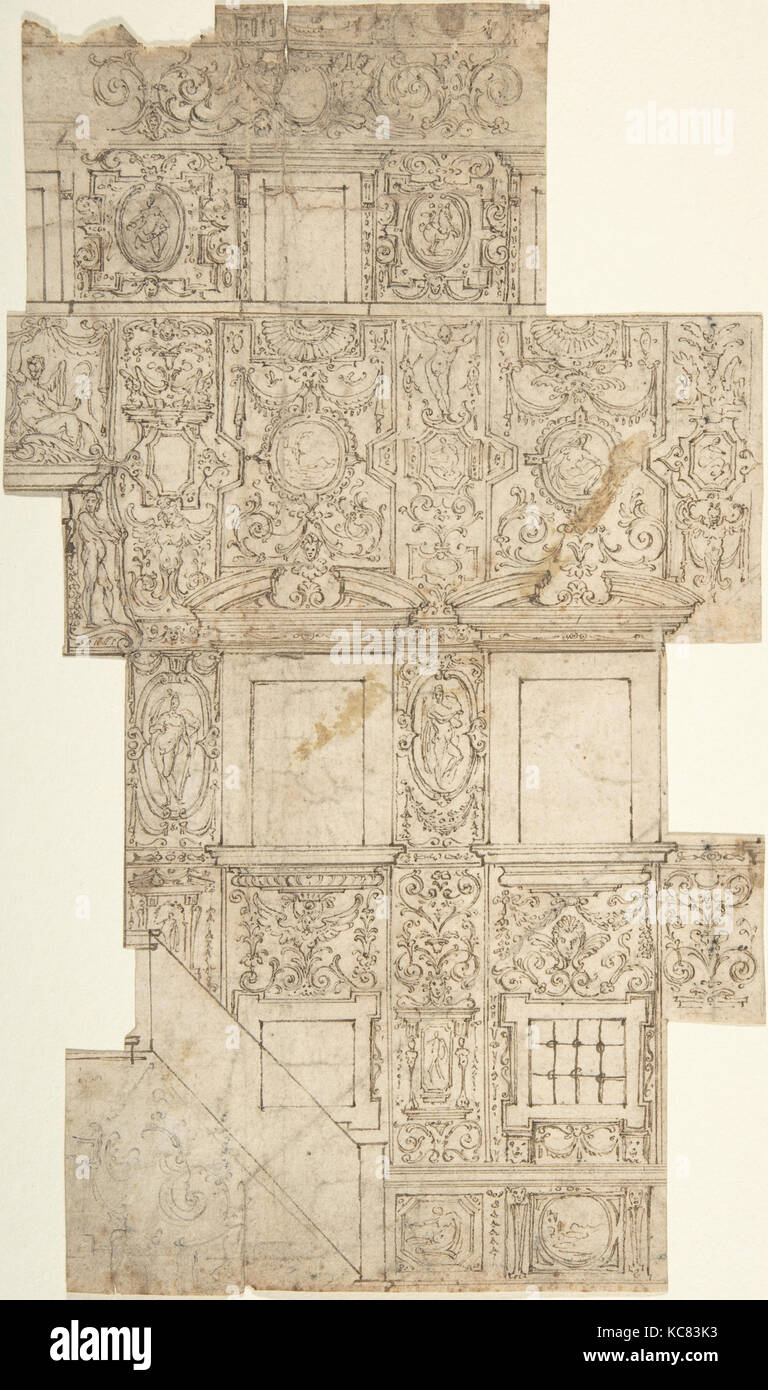 Design für eine Fassade mit Sgraffito Dekorationen, Anonym, italienisch, 16. Jahrhundert, Kreis von Bernardino Poccetti, 16. Jahrhundert Stockfoto