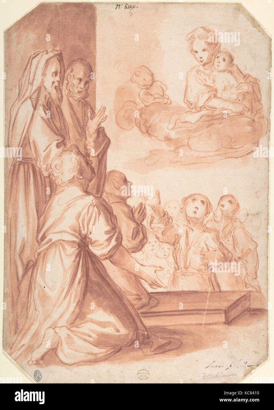 Madonna mit Kind und Anbeter, Anonym, Italienisch, 16. bis Anfang des 17. Jahrhunderts, 1500 - 1640 Stockfoto
