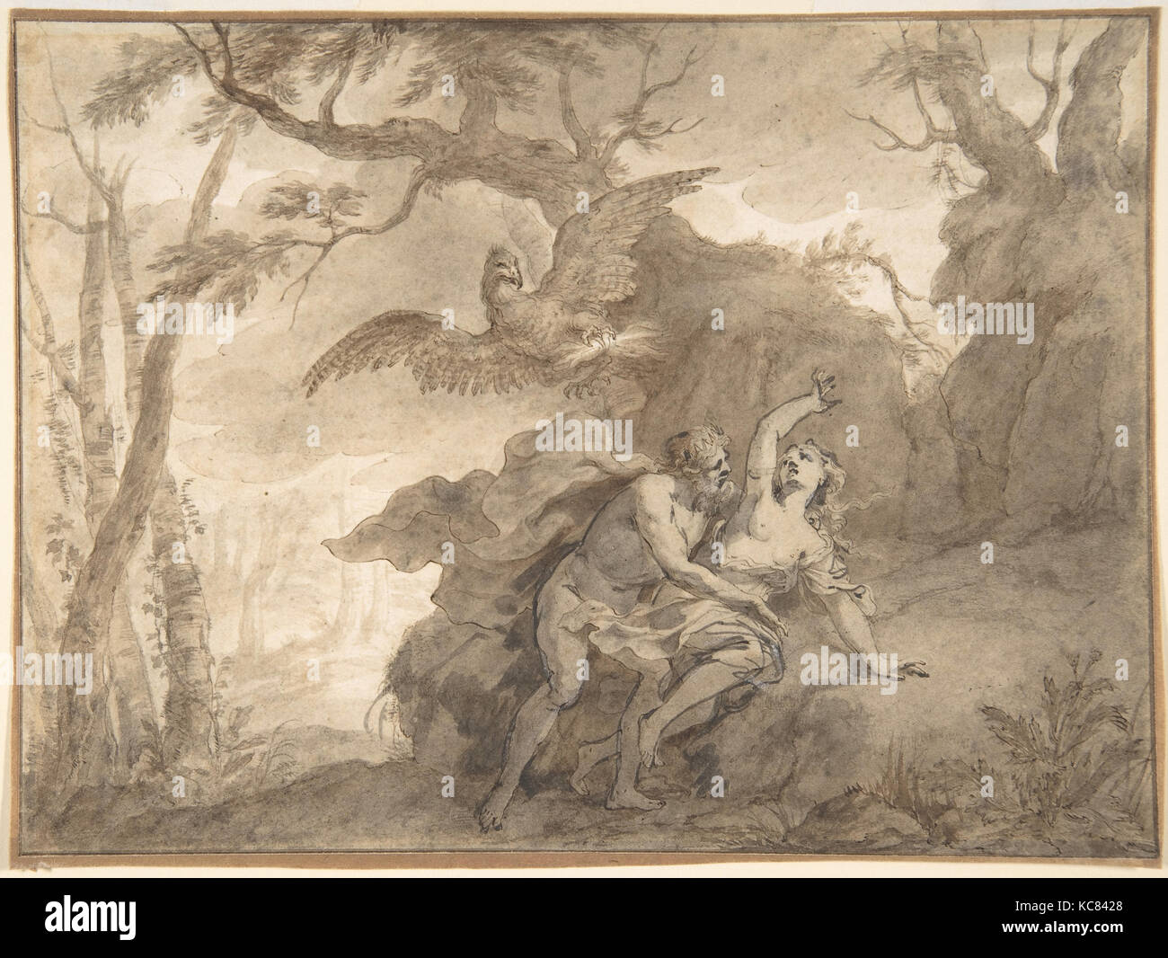 Abbildungen zu den Metamorphosen von Ovid: Jupiter und Io (1 ); Jupiter und Io, verkleidet als Weiße beifer Stockfoto