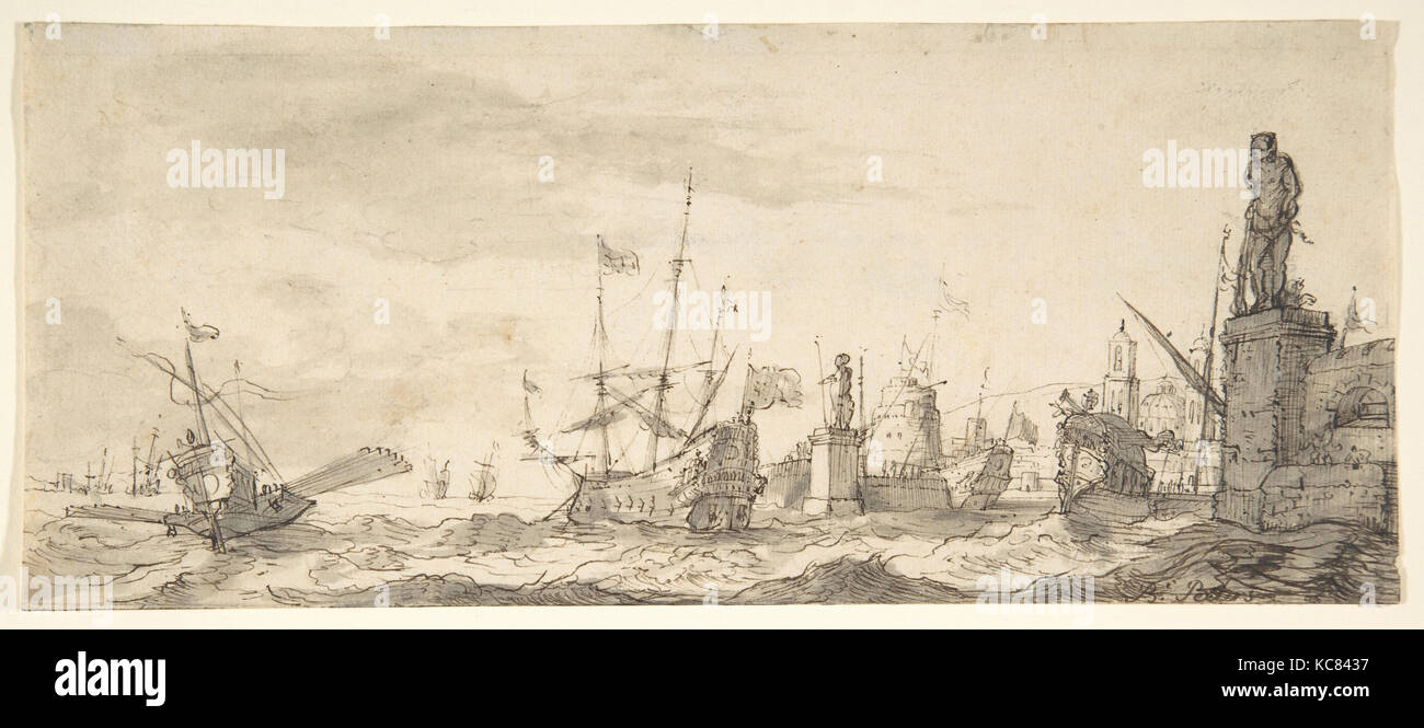 Capriccio Blick in den mediterranen Hafen, Bonaventura Peeters I, 17. Jahrhundert Stockfoto