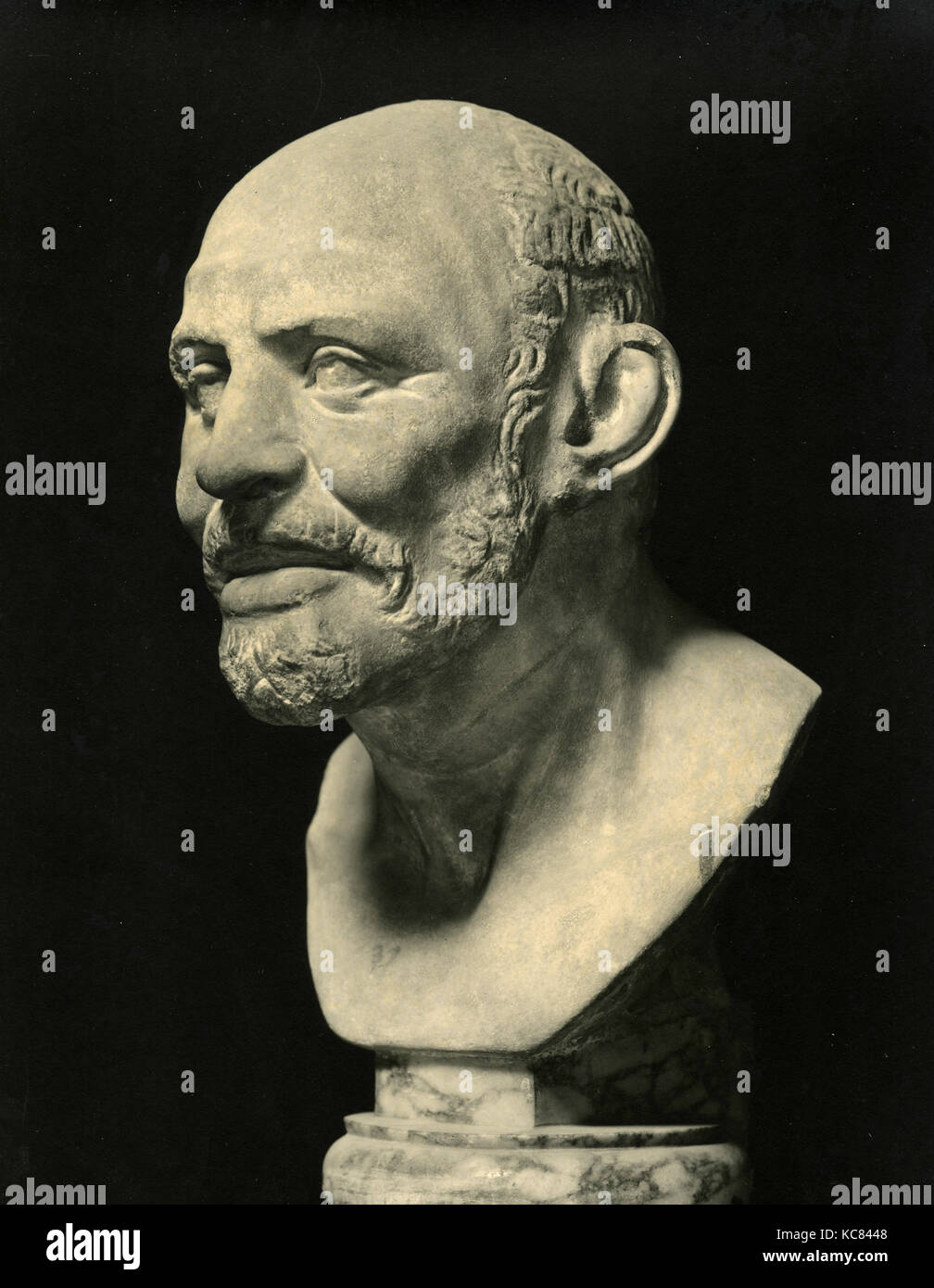Der griechische Philosoph Demokrit, Marmor statue Stockfoto