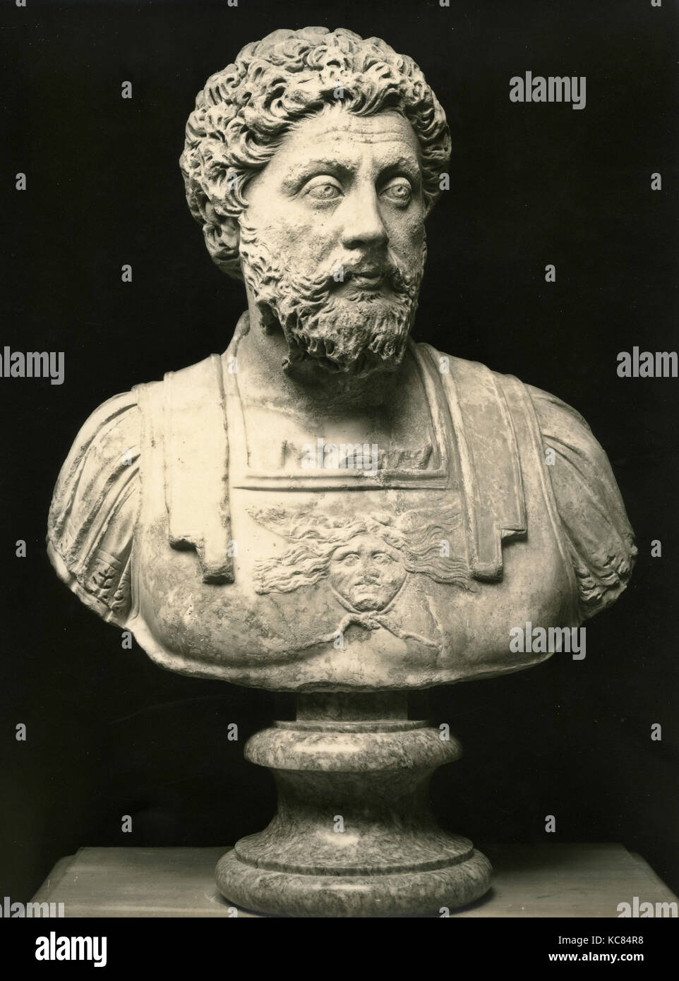 Der römische Kaiser Marcus Aurelius, Marmor statue Stockfoto