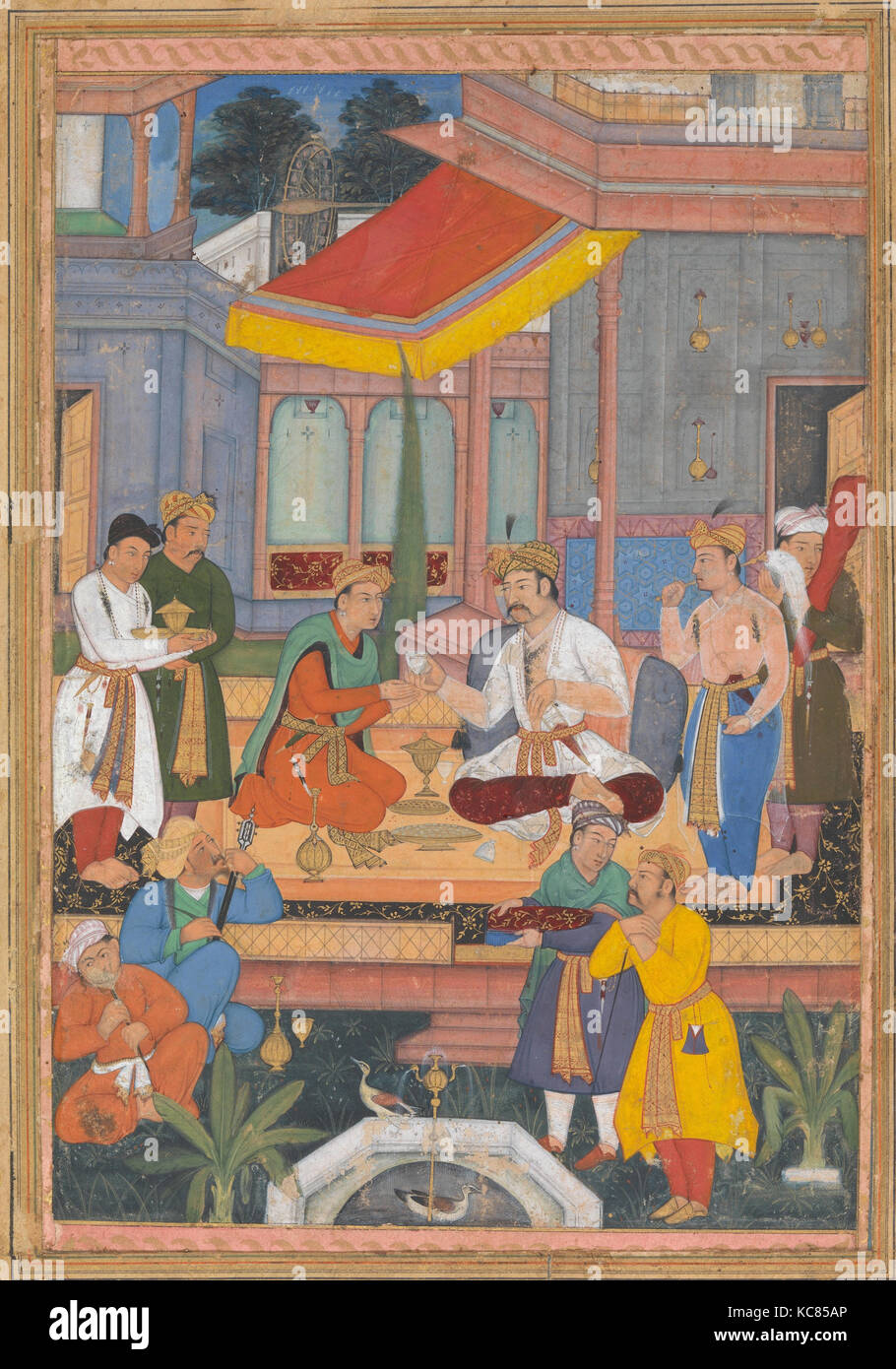 In einem Innenhof mit Figuren, Anfang des 17. Jahrhunderts Stockfoto