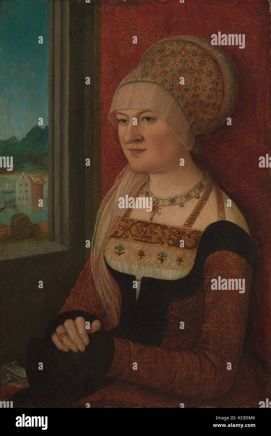 Porträt einer Frau, Ca. 1510-15, Öl auf Linden, 15 1/8 x 10 1/2 in. (38,4 x 26,7 cm), Gemälde, Bernhard Strigel (Deutsch Stockfoto