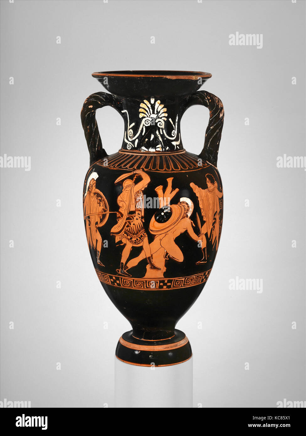 Terrakotta Neck-Amphora (jar) mit verdrillten Griffe, Ca. 400 v. Chr. Stockfoto