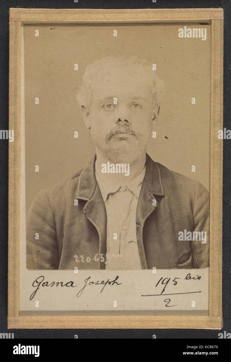 Gama. Joseph. 41 ans, né Le 5/3/42 à Paris IXe. Graveur. Anarchiste. 6/7/94., Alphonse Bertillon, 1894 Stockfoto