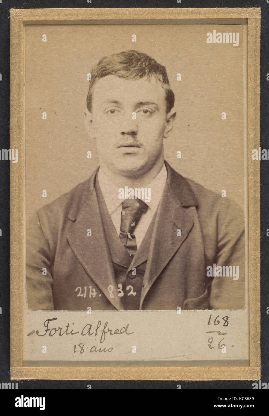 Forti. Alfred. 18 ans, né à Milan (Italie). Restaurateur. Anarchiste. 27/2/94., Alphonse Bertillon, 1894 Stockfoto