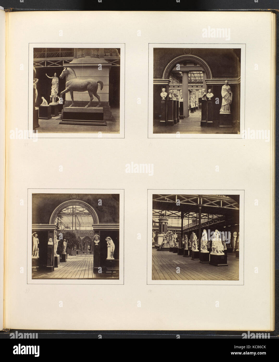 Statue eines Pferdes; Roman Court, Porträt Büsten von Kaiser; Türöffnung der römischen Gericht, durch Portraitbüste von Nero flankiert Stockfoto