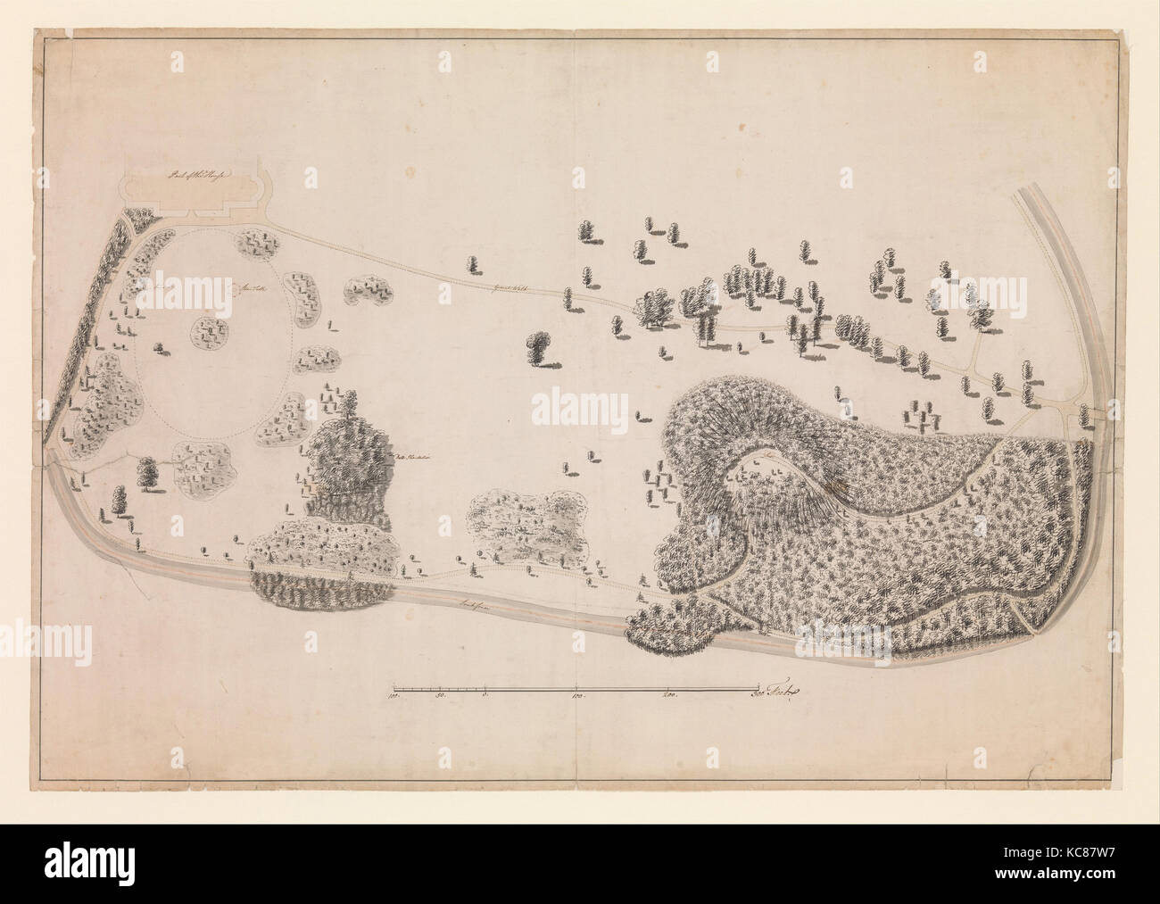Luton, Bedfordshire, Plan für die Anpflanzung von Südosten des Hauses, Lancelot "Capability" Brown, nach 1764 Stockfoto