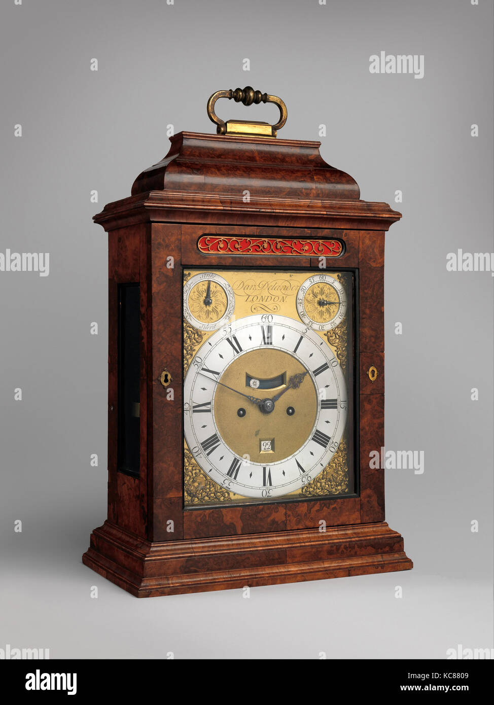 Tabelle oder Halterung Uhr mit Kalender, Uhrmacher: Daniel Delander, ca wahrscheinlich. 1720 Stockfoto