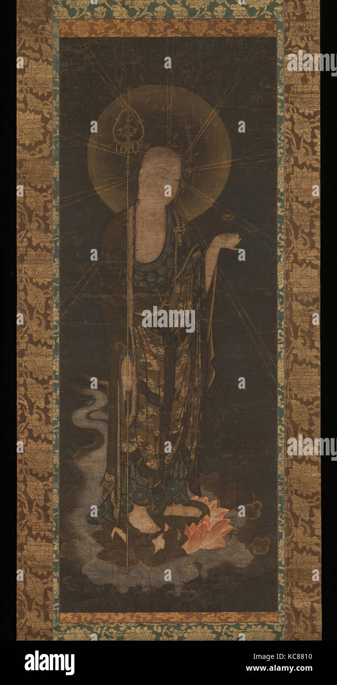 Einladende Abstieg von Jizō, 地蔵来迎図, Anfang des 14. Jahrhunderts, Japan, hängenden Blättern, Tinte, Farbe, Gold und Gold auf Seide, Bild: 42 Stockfoto