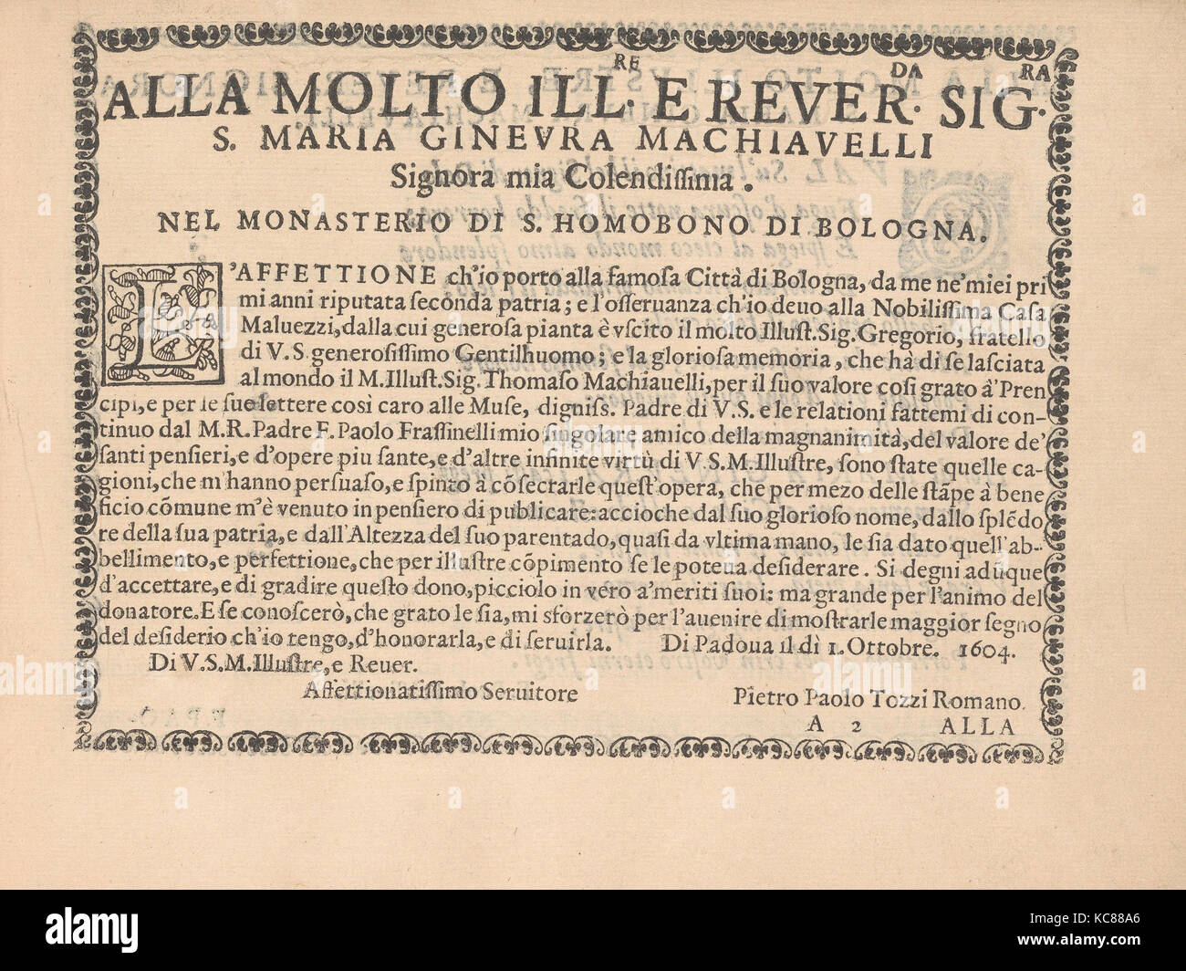 Ghirlanda: Di sei vaghi Fiori scielti da piu famosi Giardini d'Italia, Seite 2 (Vorderseite), 1. Oktober 1604 Stockfoto