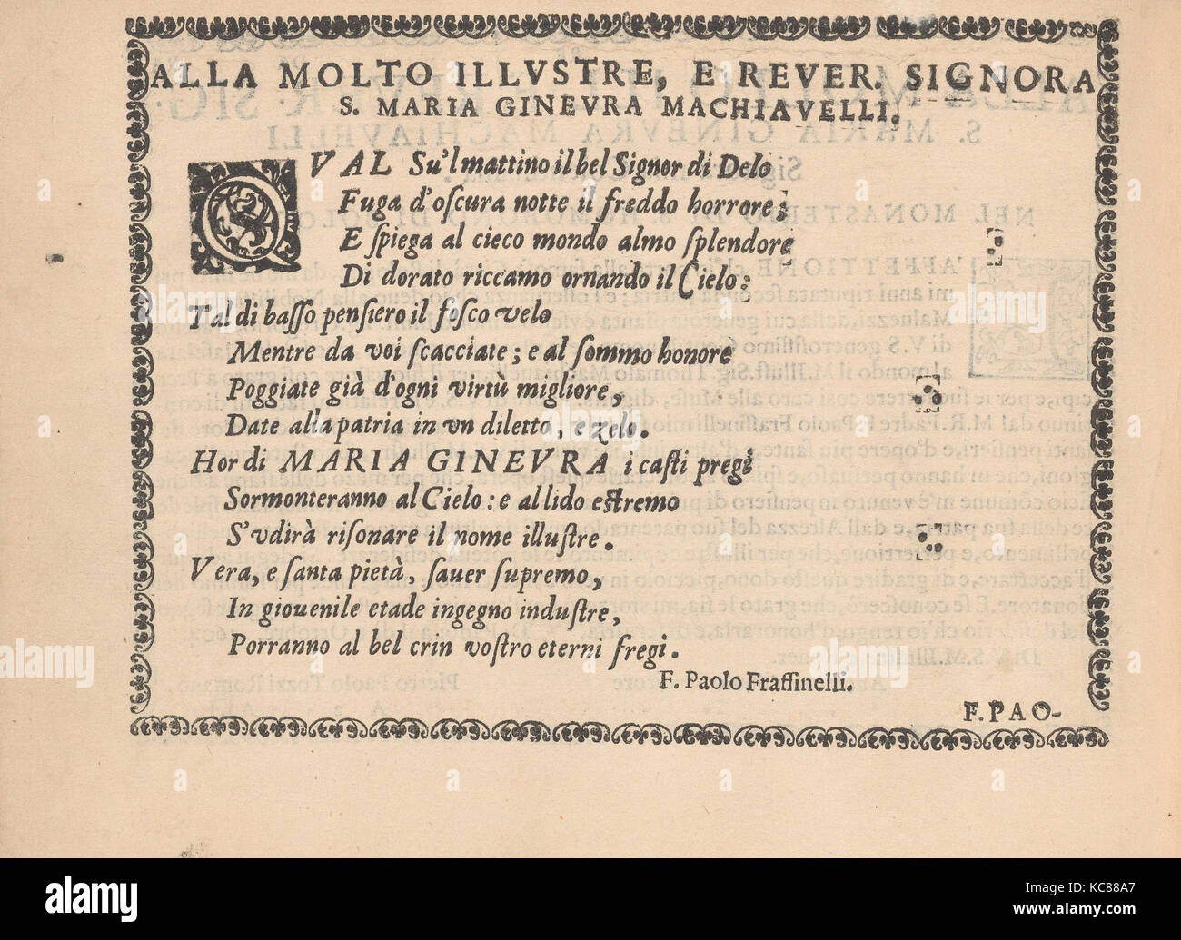 Ghirlanda: Di sei vaghi Fiori scielti da piu famosi Giardini d'Italia, Seite 2 (Rückseite), 1. Oktober 1604 Stockfoto
