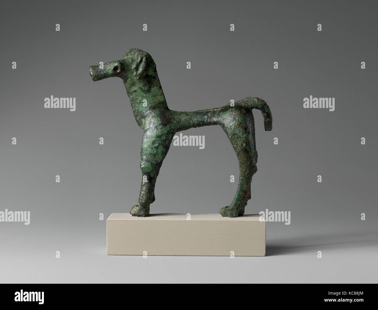 Bronze Horse, Geometrische, späten 8 Jahrhundert V.CHR., Griechischer, Bronze, H.: 4 3/8 in. (11 cm), Bronzen, Statuette eines Bronze Pferd mit Stockfoto
