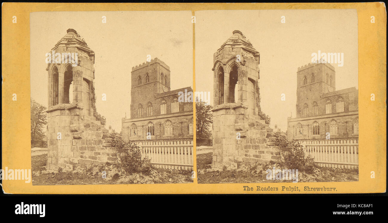Gruppe von 3 frühen Stereograph Blick auf Britische Kirche und Kloster Ruinen, Unbekannt, 1860 s - 80 s Stockfoto