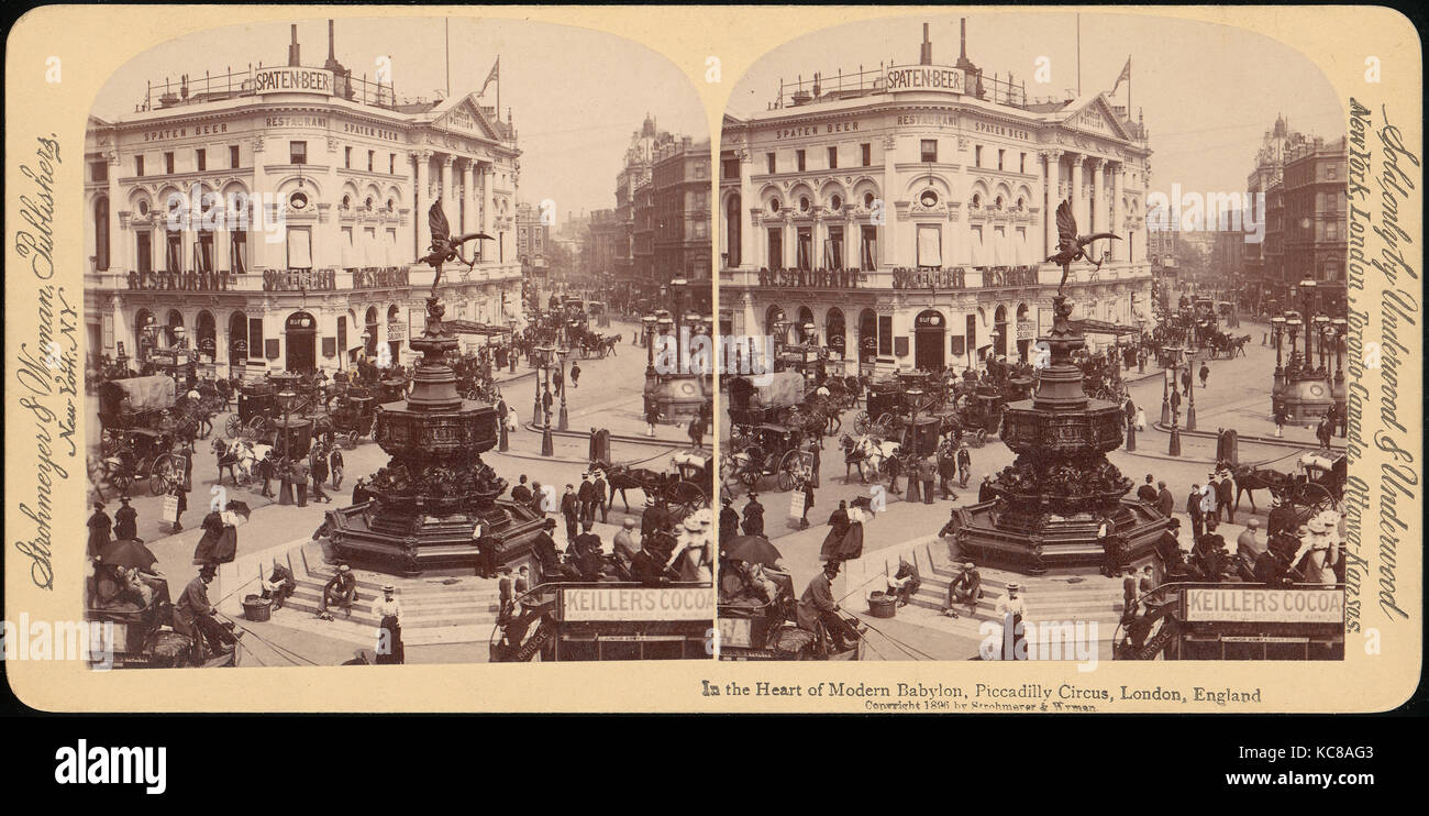 Im Herzen des modernen Babylon, Piccadilly Circus, London, England, Strohmeyer & Wyman, 1850s - 1910s Stockfoto