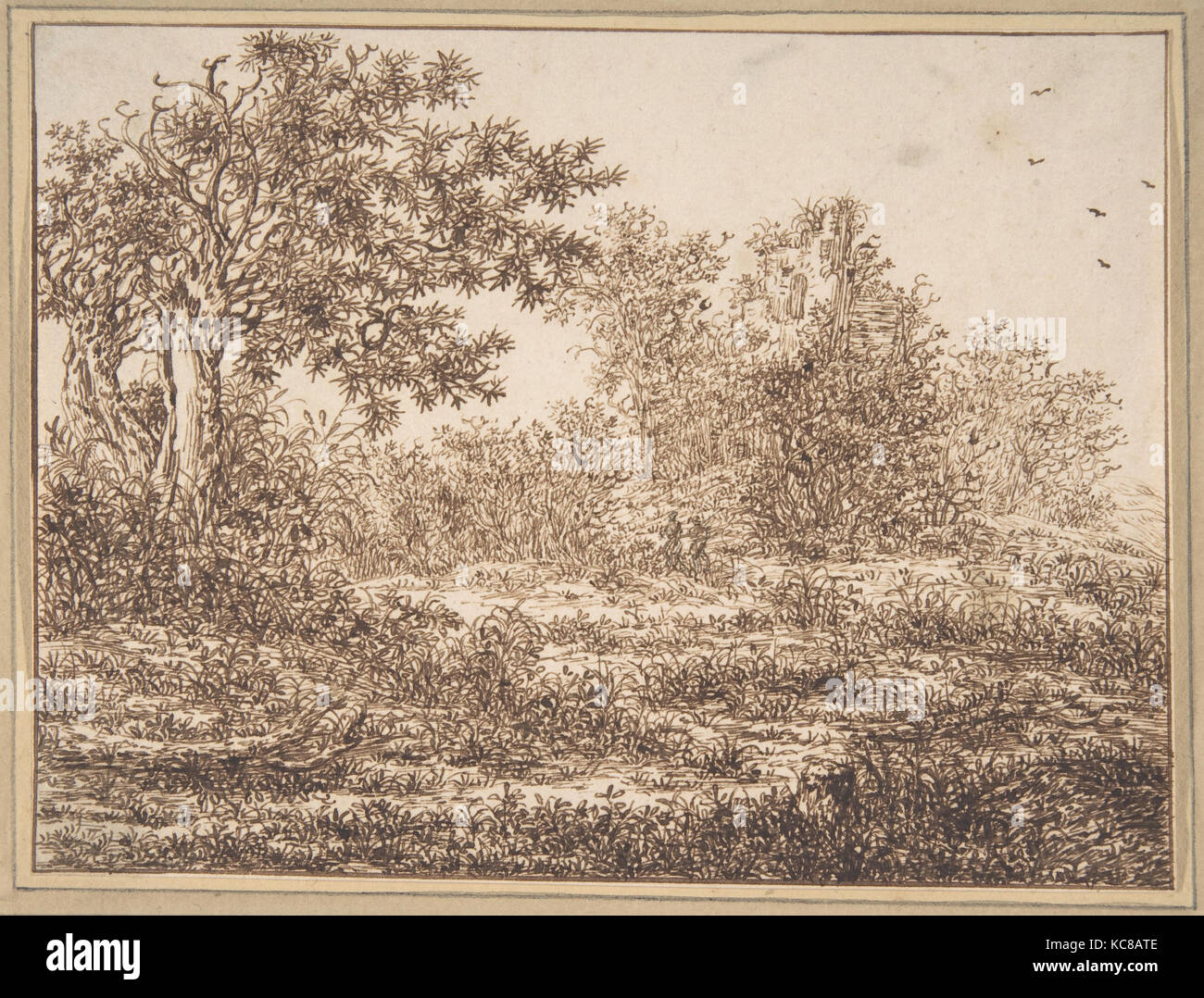 Dünenlandschaft mit Bäumen, Adriaen Hendriksz. Verboom, 17. Jahrhundert Stockfoto