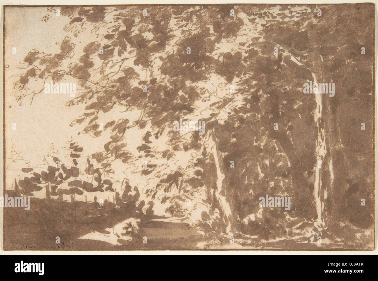 In einem Pfad, der "Haagse Bos', Den Haag, Jan de Bisschop, Mitte des 17. Jahrhunderts Stockfoto