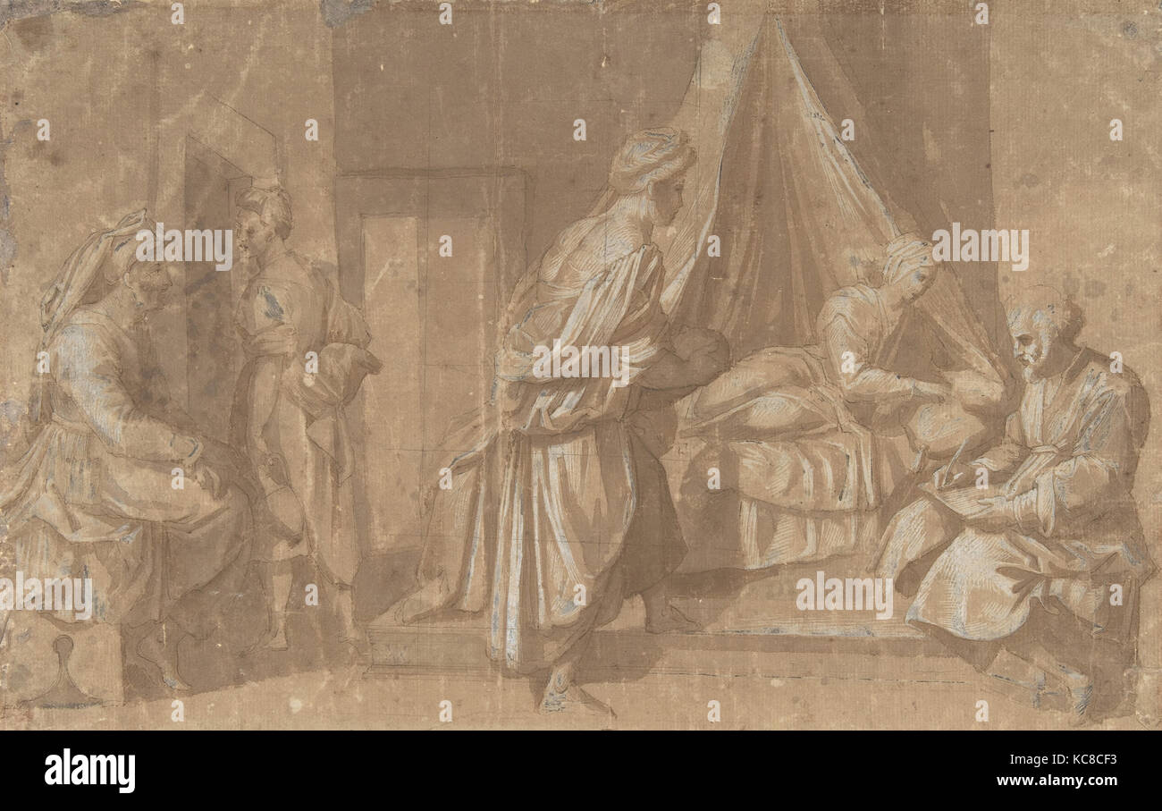 Die Geburt des heiligen Johannes des Täufers, nach Andrea del Sarto, 16. Jahrhundert Stockfoto