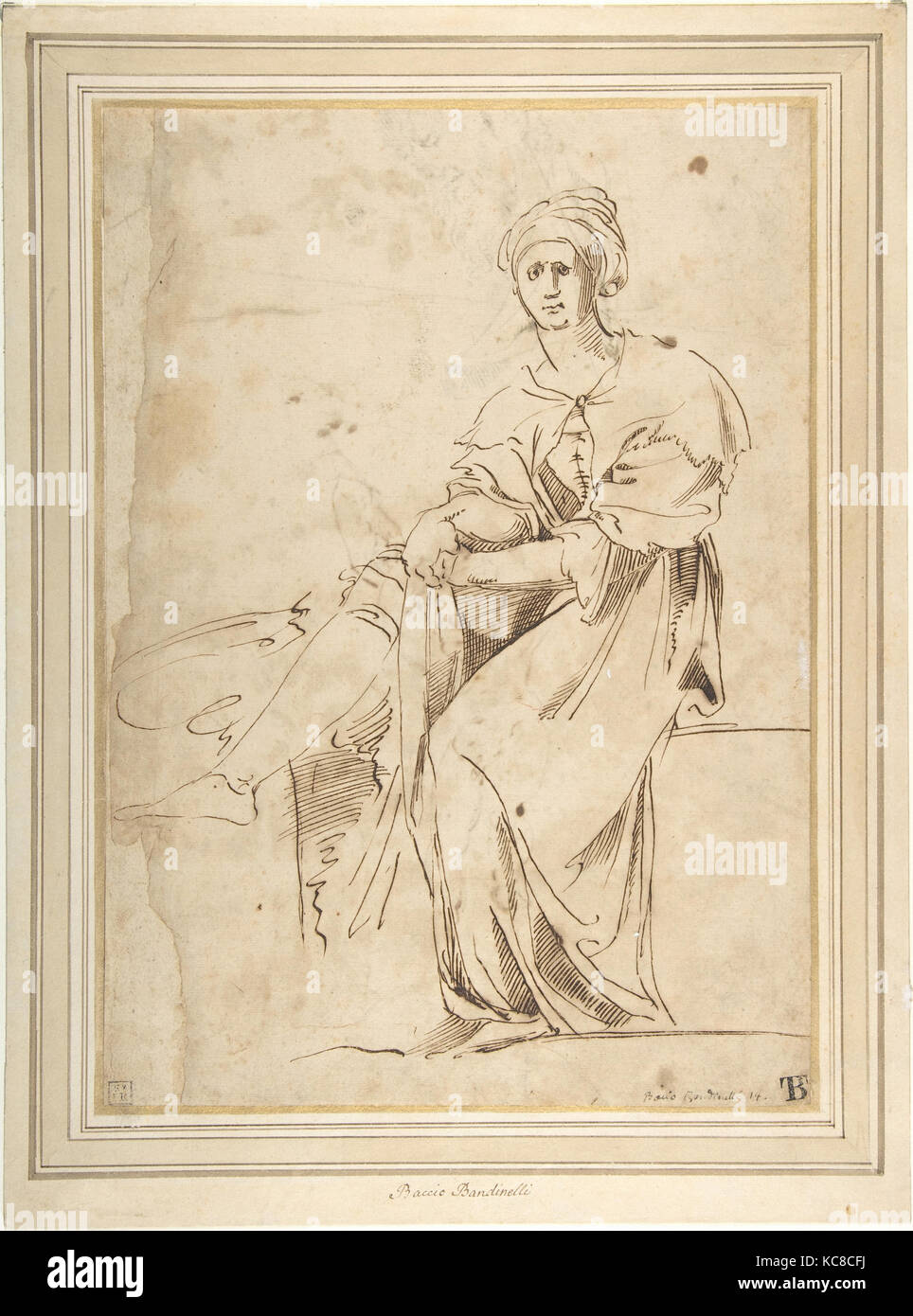 Sitzende Figur mit Mantel und Hut, Baccio Bandinelli, 1493 - 1560 Stockfoto