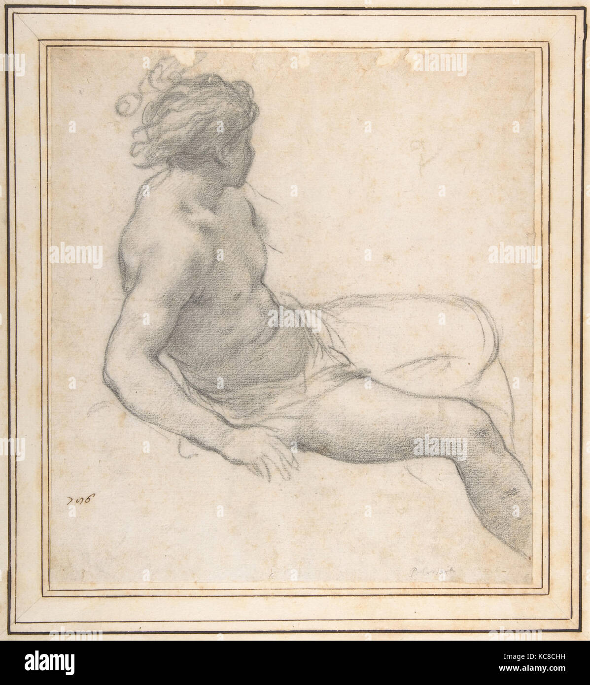 Studie eines sitzenden Jugend für das Alter von Gold, Pietro da Cortona, 1637 Stockfoto