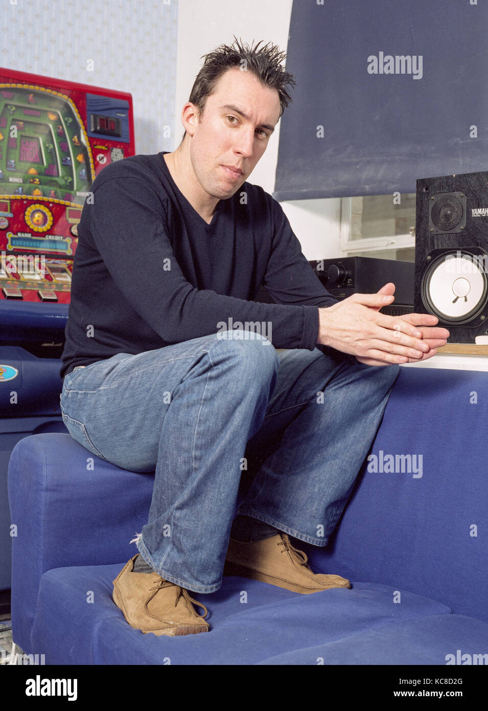 Christian O'Connell Radio DJ und Schauspieler und Autor, an der XFM-Büro in London, England, Vereinigtes Königreich fotografiert. Stockfoto