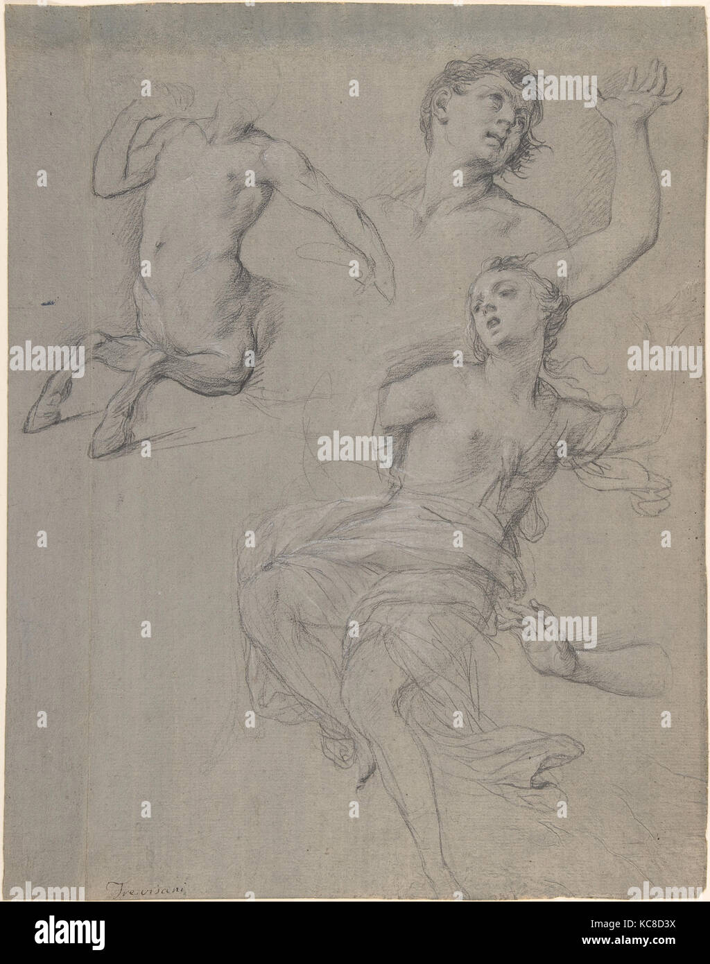Studien für die Abbildung eines Centaur und eine Nymphe, Francesco Trevisani, 1708-17. Stockfoto