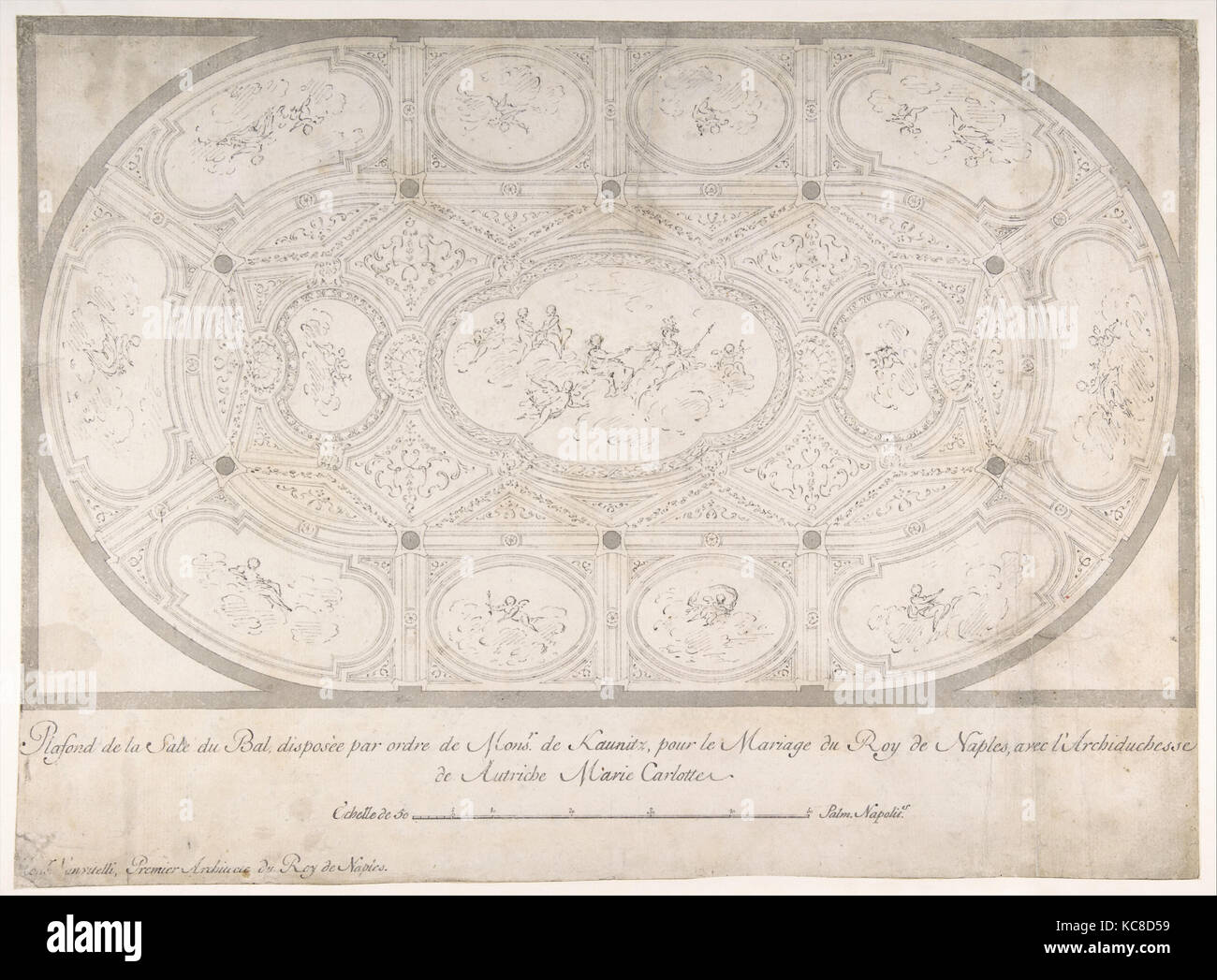 Obergrenze der Ballsaal für die Hochzeit des Königs von Neapel, die Erzherzogin von Österreich, Luigi Vanvitelli, 1700-1773 eingerichtet Stockfoto