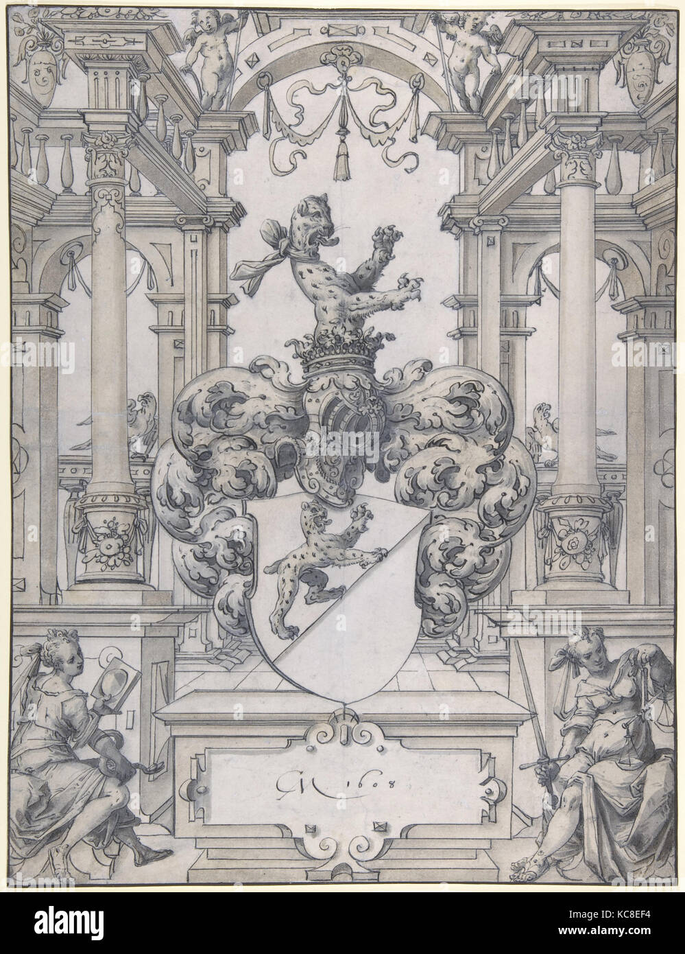 Entwurf für ein Glasfenster, Christoph Murer, 1608 Stockfoto