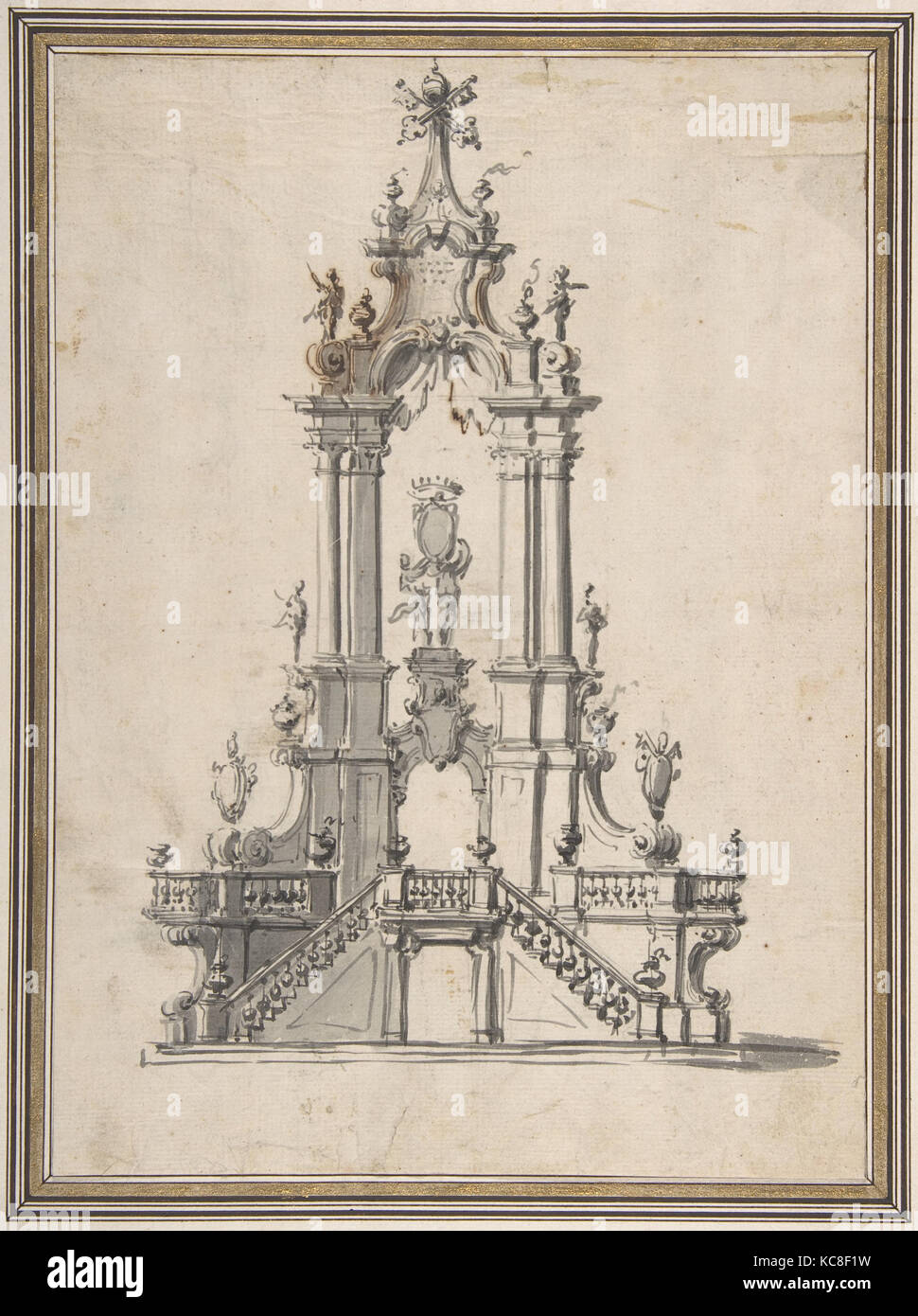 Design für ein Katafalk, Anonym, italienisch, 18. Jahrhundert Stockfoto
