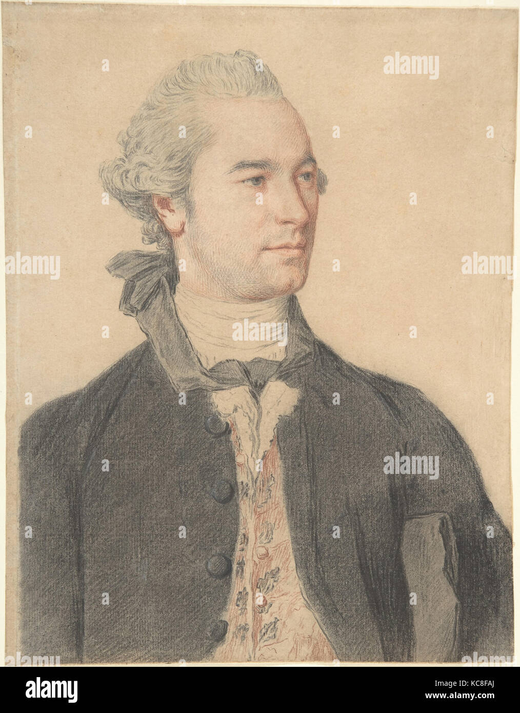 Porträt eines Mannes, 1755-65, Rote und schwarze Kreide auf Off-white Bütten, verso in schwarzer Kreide gearbeitet (im Bereich entspricht. Stockfoto