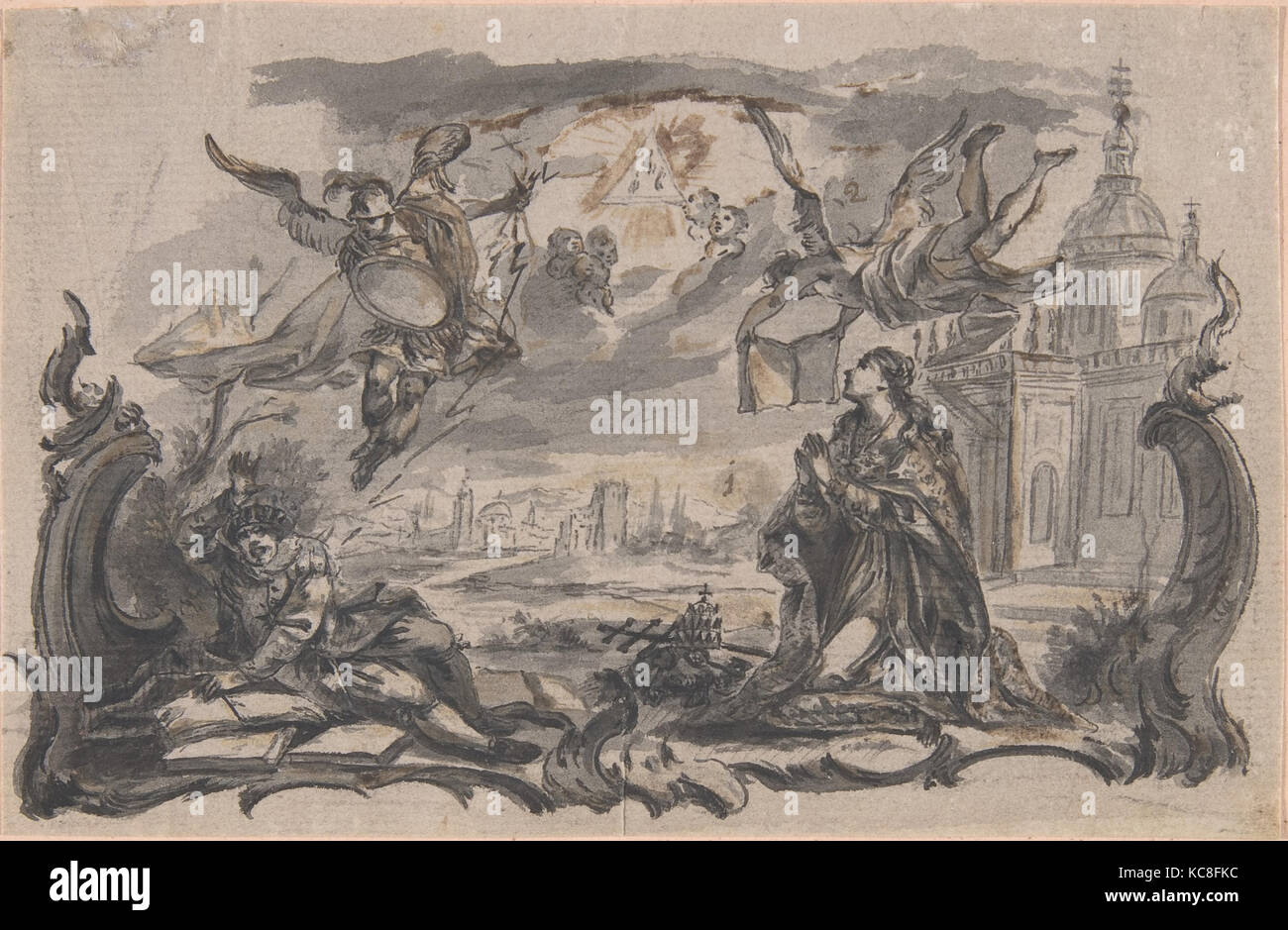 Design für Buchillustration, Franz Sigrist, Ende des 18. Jahrhunderts Stockfoto