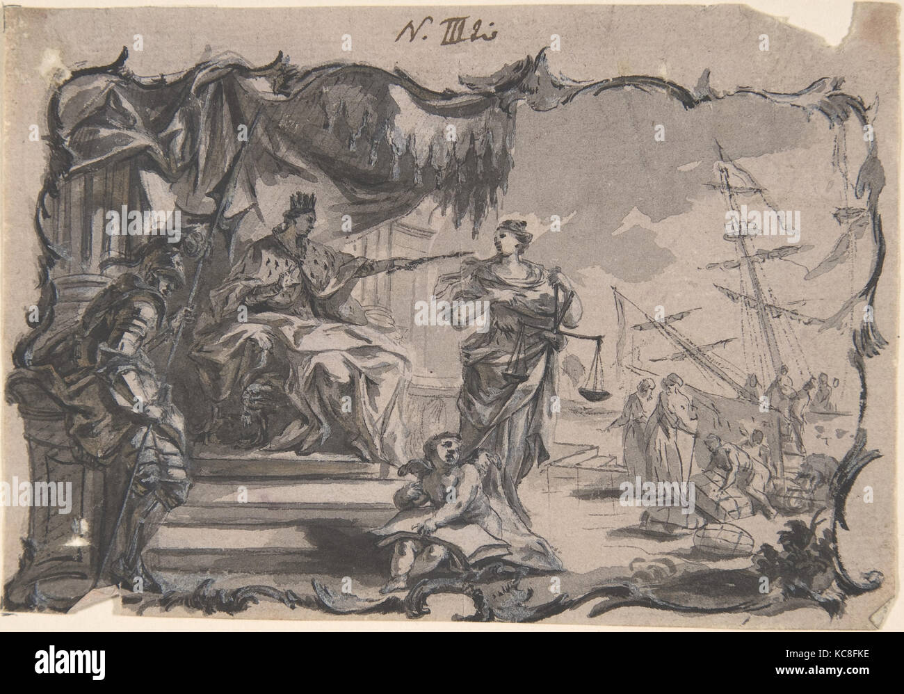 Design für eine Buchillustration, Franz Sigrist, 18. Jahrhundert Stockfoto