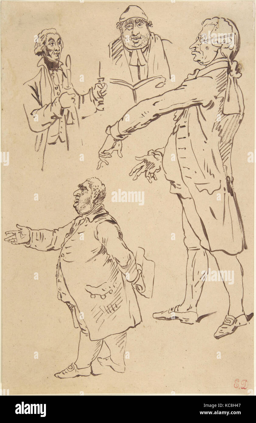 Studium der Vier Engländer, nachdem James Gillray, Eugène Delacroix, Ca. 1817 - 25. Stockfoto