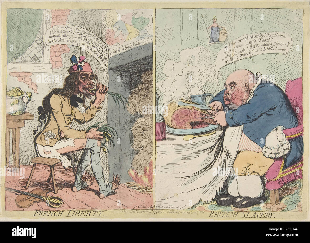 Französisch Freiheit. Britische Sklaverei, James Gillray, 21. Dezember 1792 Stockfoto