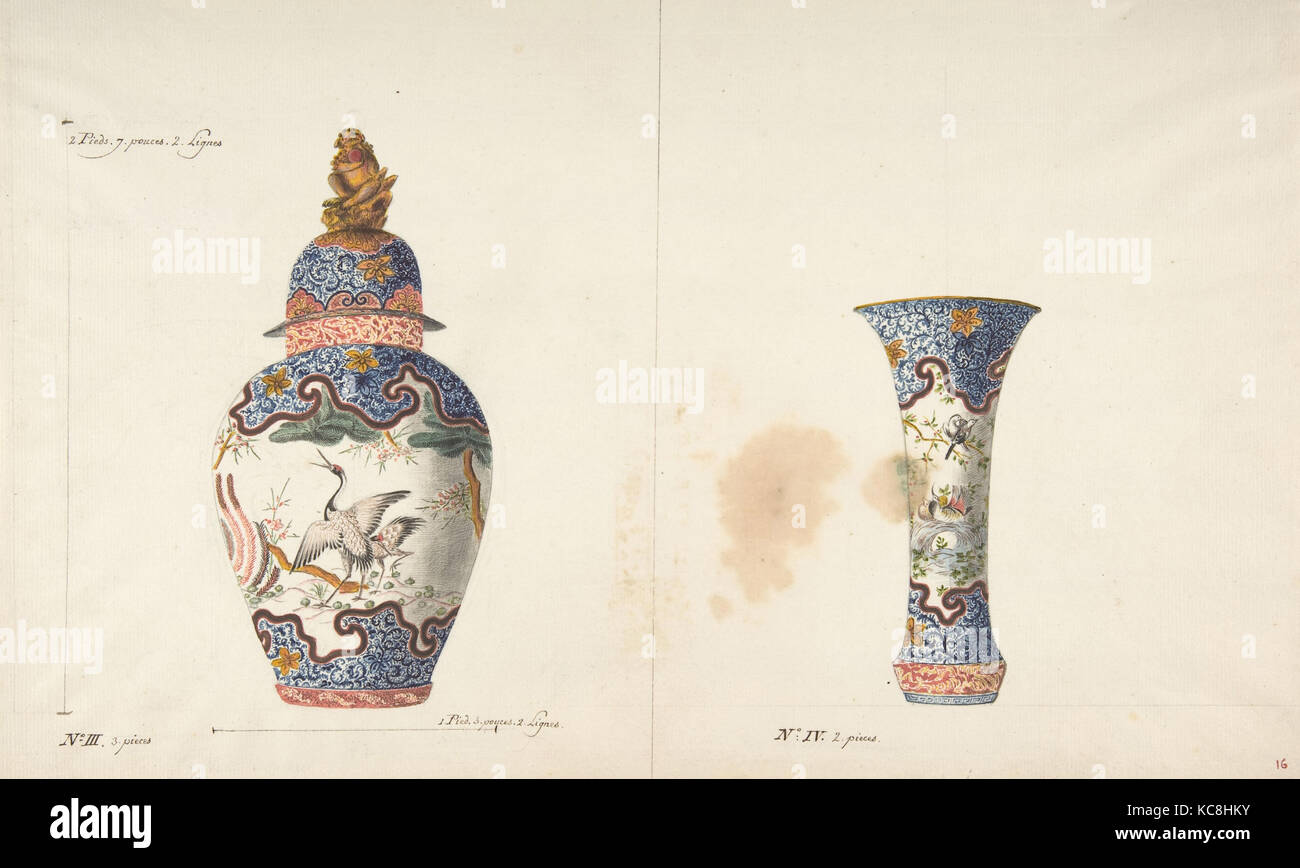 Design für zwei Vasen, Anonym, Französisch, 18. Jahrhundert, Ca. 1770 - 85 Stockfoto