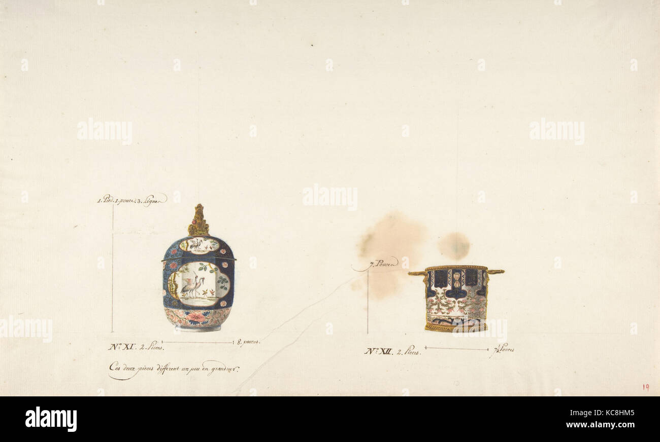 Design für zwei Vasen, Anonym, Französisch, 18. Jahrhundert, Ca. 1770 - 85 Stockfoto