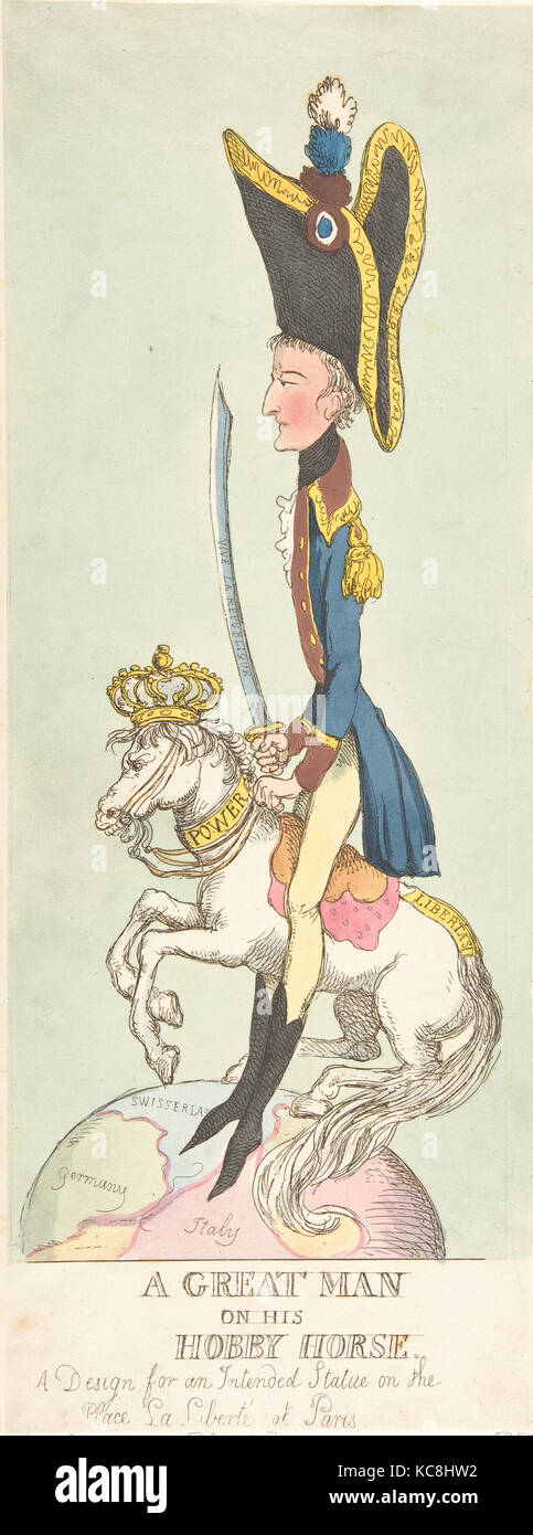 Ein großer Mann auf seinem Steckenpferd, Thomas Rowlandson, 1803 Stockfoto