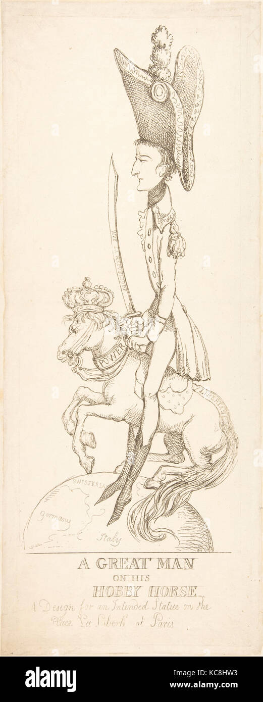 Ein großer Mann auf seinem Steckenpferd, Thomas Rowlandson, 1803 Stockfoto