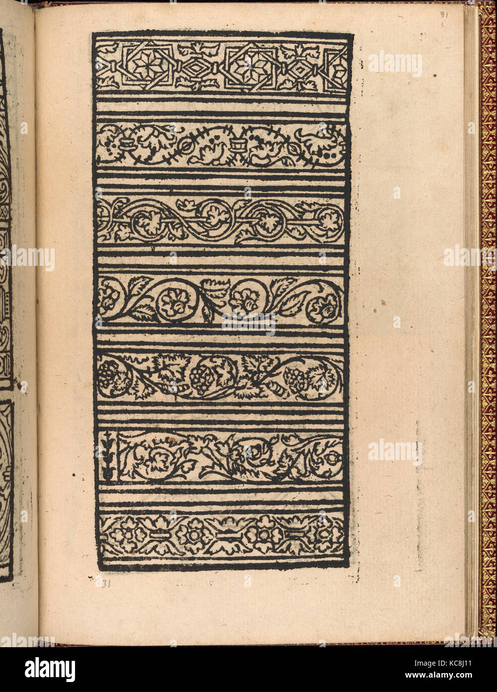 Zeichnungen und Drucke, Bücher druckt Ornament & Architektur, Modelbuch neue, aller Kunst, Nehens und Stickens (Seite 29 r), Verlag Stockfoto