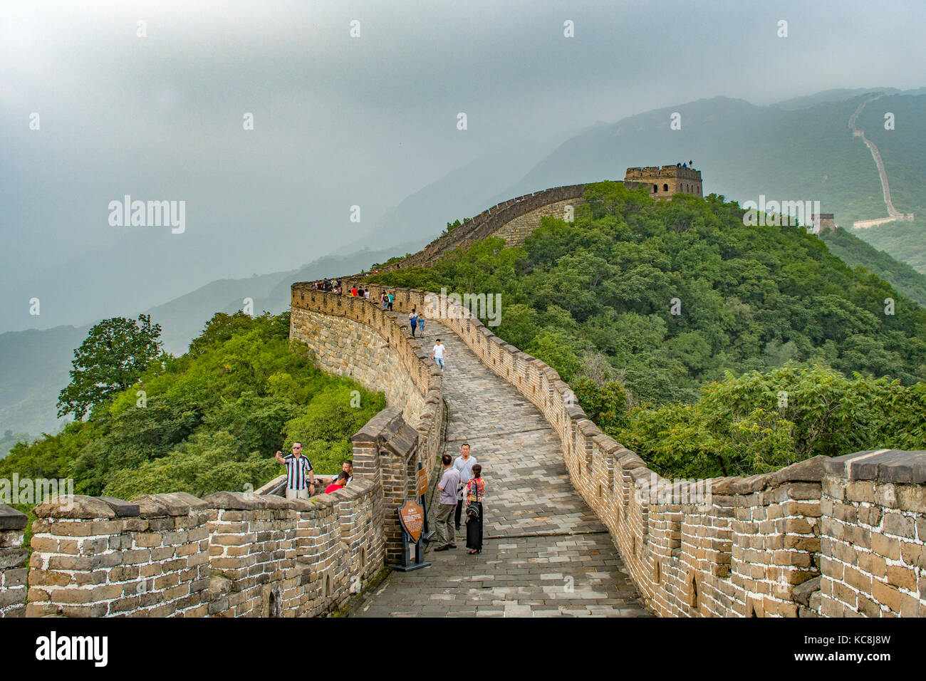 Die Große Mauer bei Mutianyu, nördlich von Peking, China Stockfoto