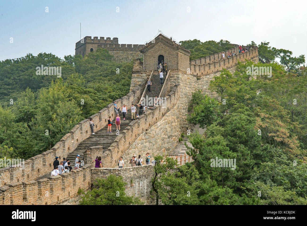 Die Große Mauer bei Mutianyu, nördlich von Peking, China Stockfoto