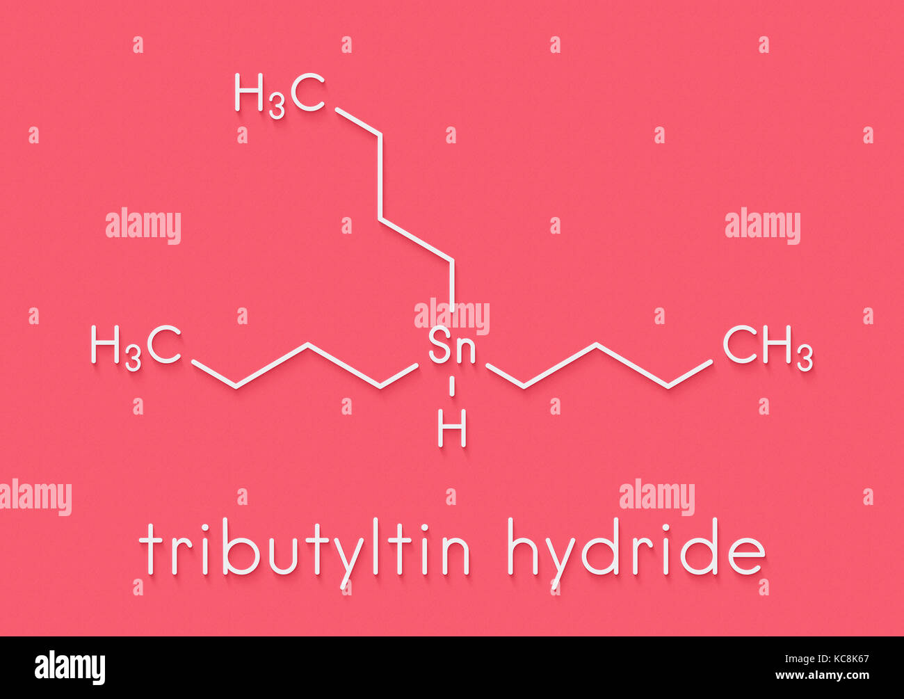Tributylzinn hydrid Molekül. Zinnorganische Reagenz, in der organischen Synthese verwendet. Skelettmuskulatur Formel. Stockfoto