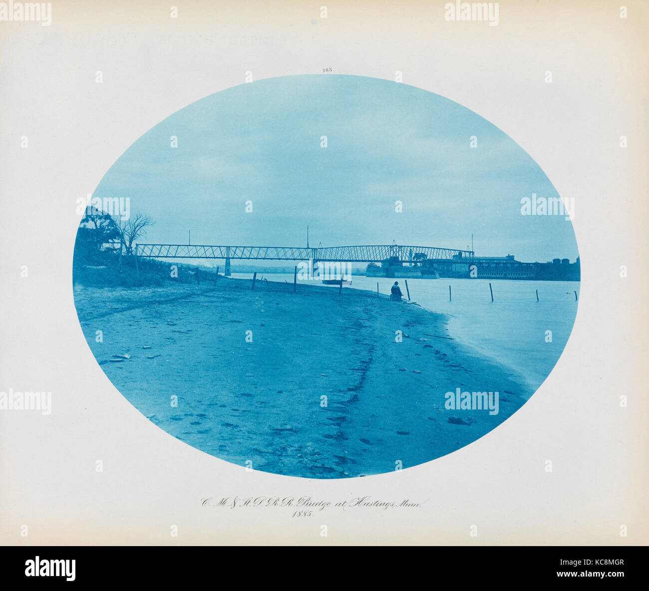 Nr. 185. Chicago, Milwaukee, St. Paul & Rail Road Bridge bei Hasting, Minnesota, Henry S. Bosse, 1885 Stockfoto